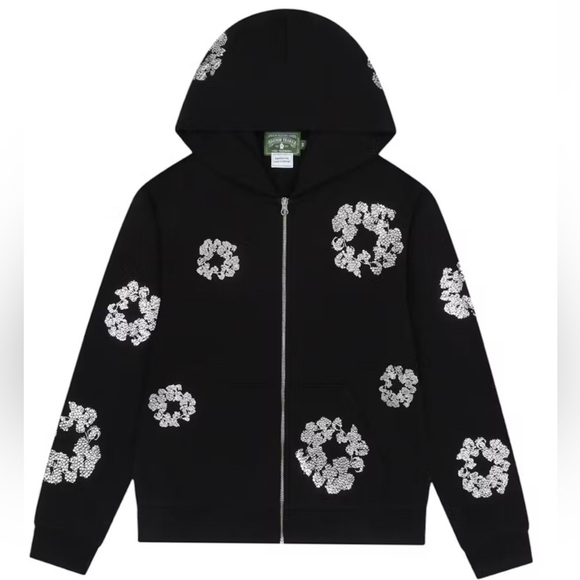 Denim Tears Other - Denim Tears Zip-Up Hoodie Black Crystal Embellished Size Large NWT